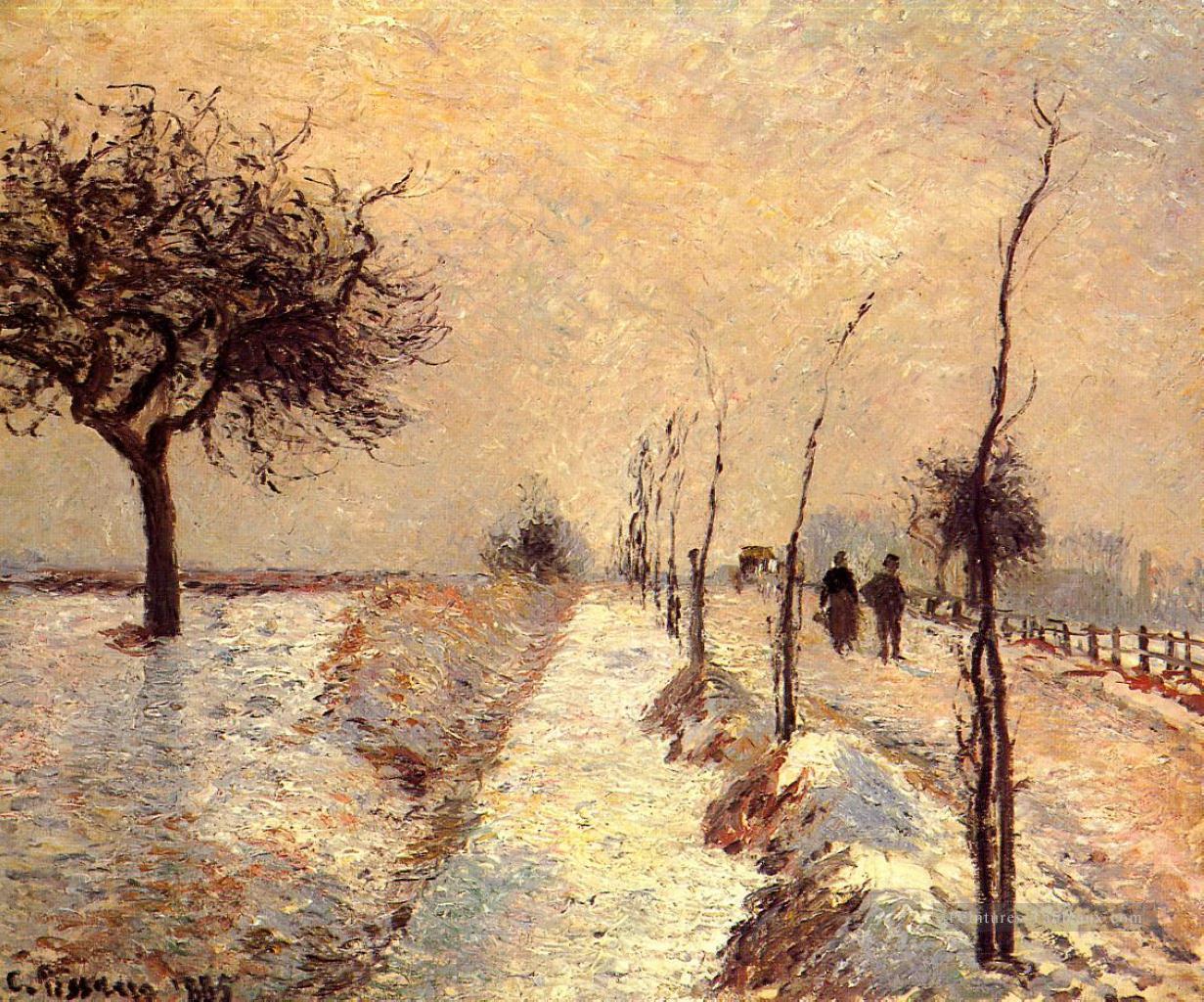 route à eragny hiver 1885 Camille Pissarro paysage Peintures à l'huile